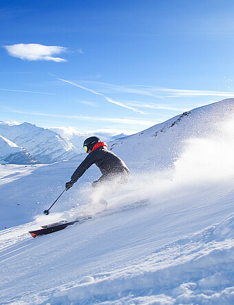 a skier during a winter holiday on the Wildkogel